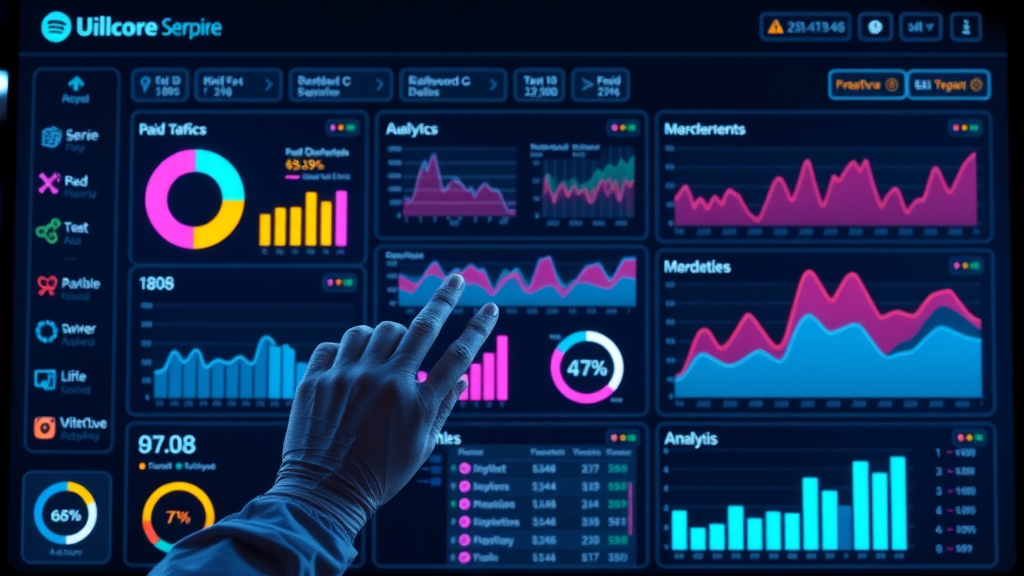 Web dashboard UI comparing paid traffic marketing channels Google Ads, Facebook Ads, Instagram Ads, Native Ads, Affiliate Marketing