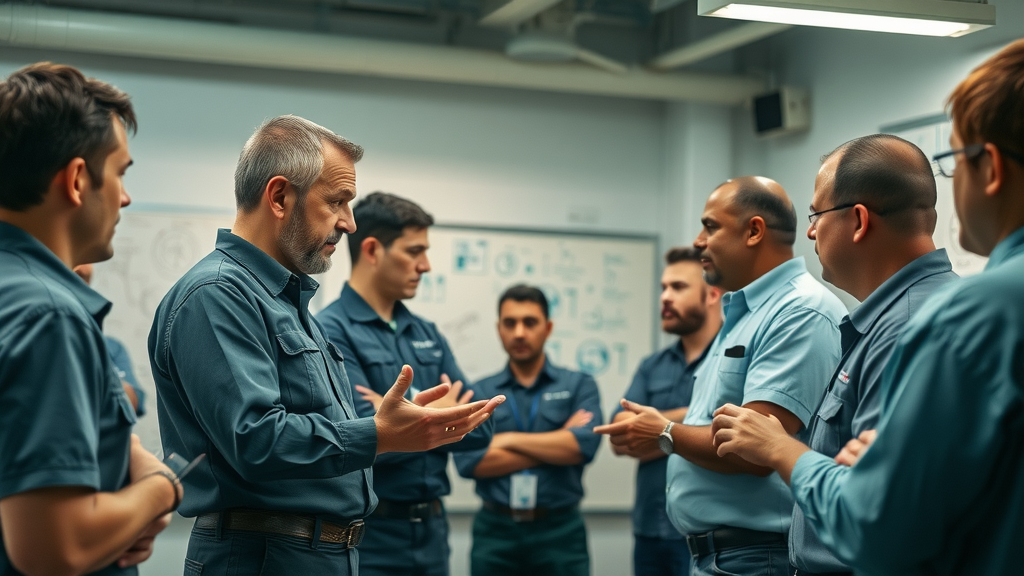 hvac contractor company culture, supportive meeting among hvac technicians and supervisors
