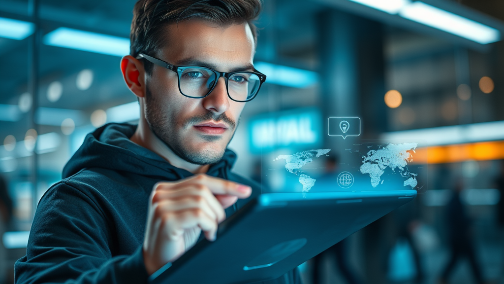 Digital travel planning for tourism in United States - tablet with interactive travel apps