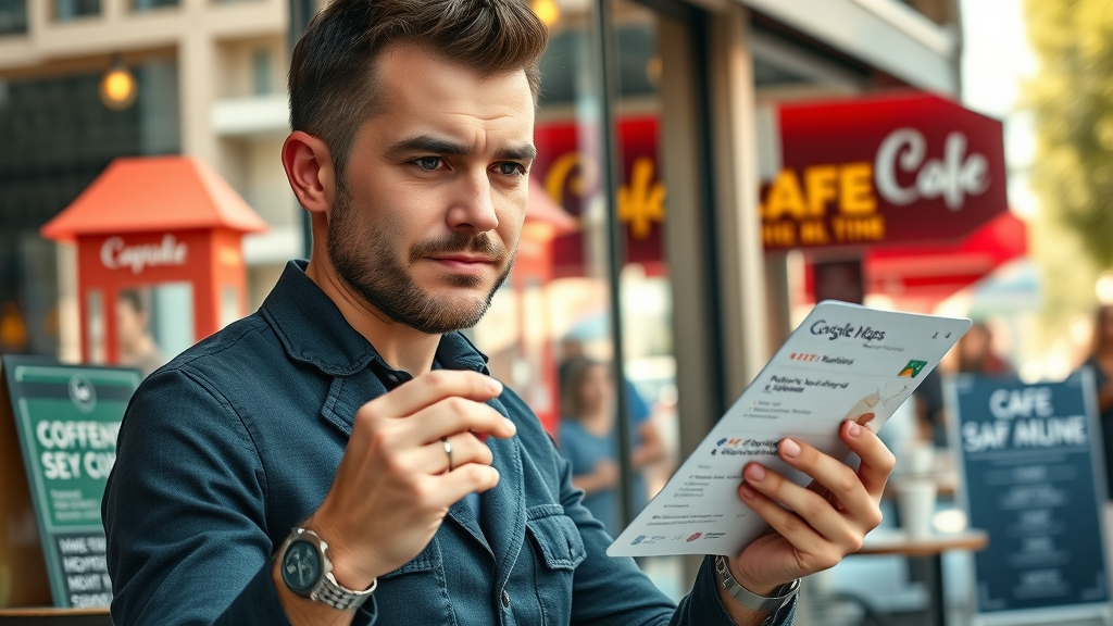 Small business owner optimizing for local search and reviews