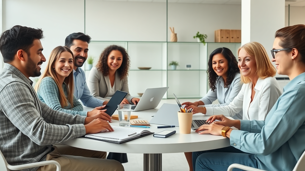 Diverse team of experts collaborating on blog content how to write a blog post that answers real questions your customers are asking