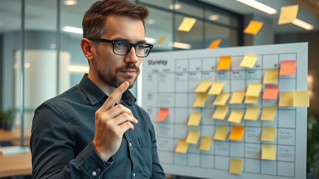 marketing manager solving strategy board for scalable marketing leadership challenges