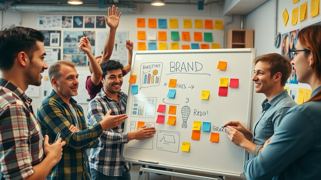 innovative team brainstorming brand development and brand strategy