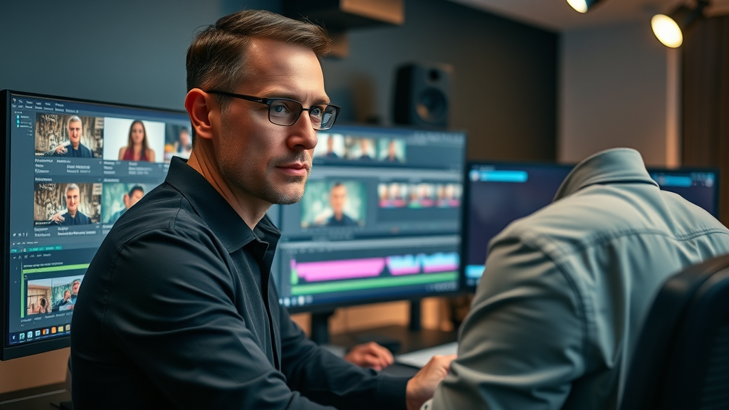 Professional workstation with high-quality video production tools and editing software for media videos