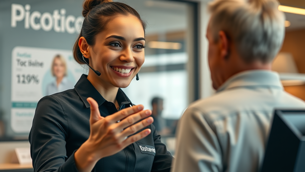 customer service helping local customer preferences in a modern office