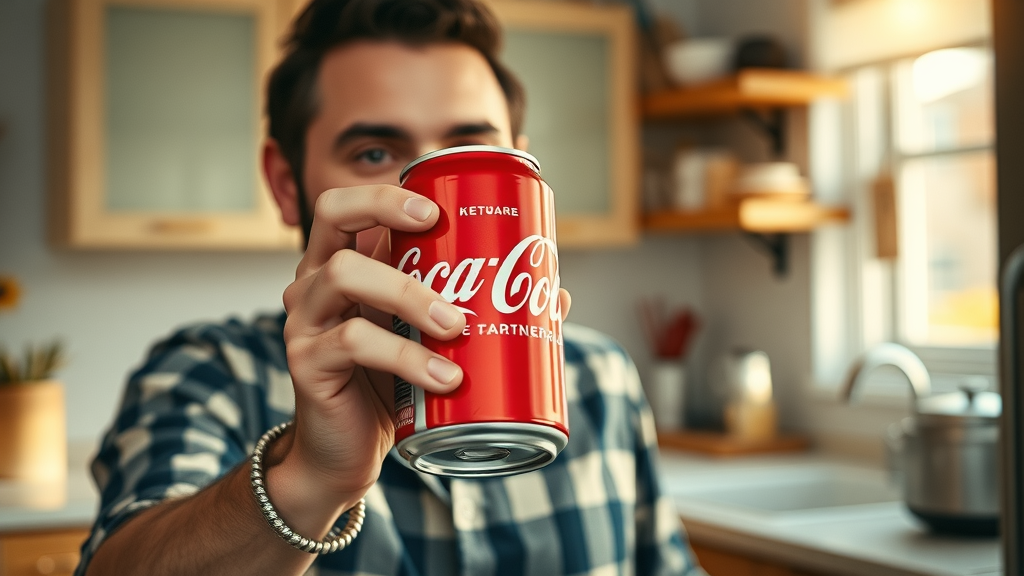 iconic beverage can displaying memorable brand identity in red and white color scheme