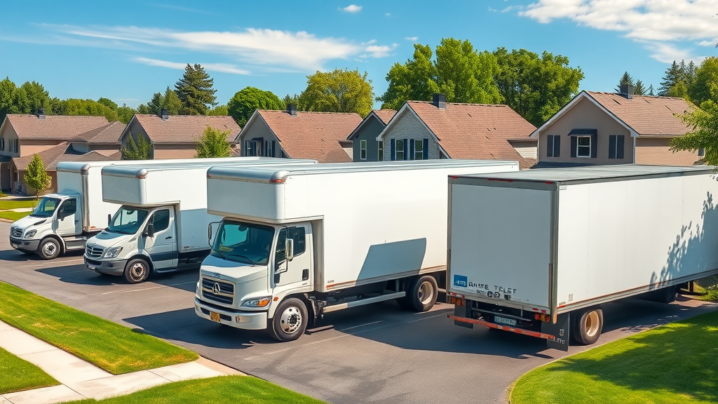 Clean, modern moving trucks ready for a local move, trustworthy local moving company equipment
