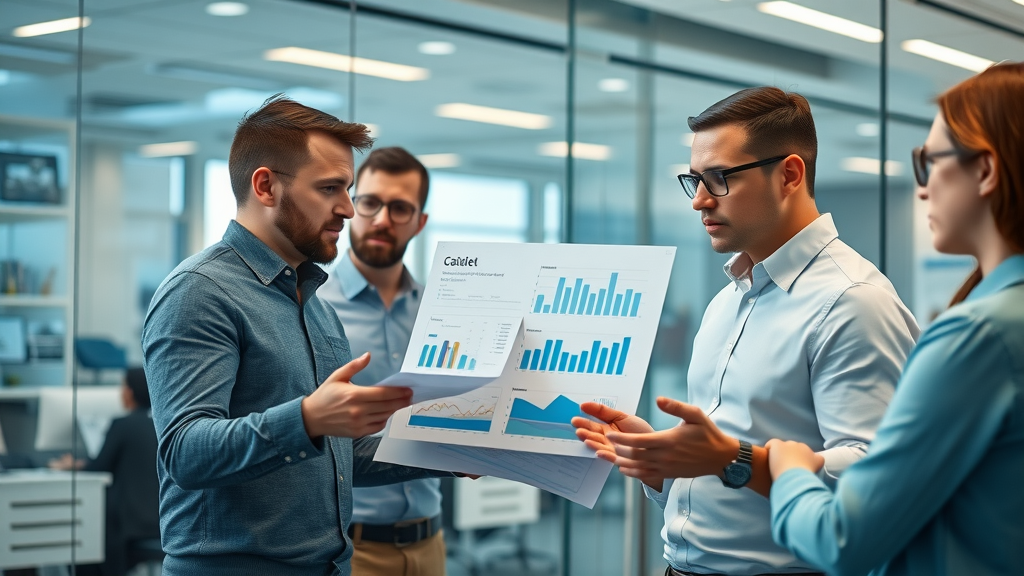 team of marketers analyzing customer data for improving local digital marketing strategies