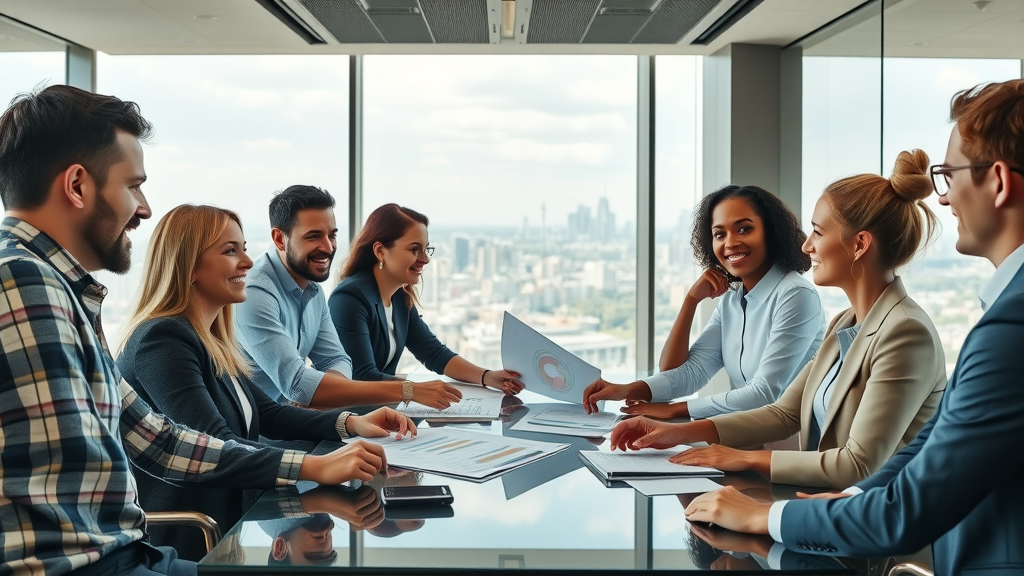 lifewave patches business opportunity conference room discussion, diverse professional team analyzing business documents