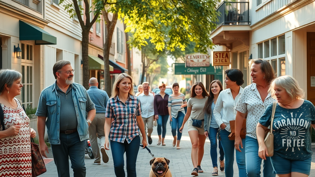 Vibrant local street scene highlighting local expertise in real estate and community life
