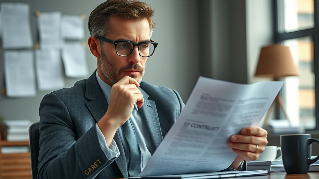 contemplative entrepreneur lifewave business opportunity risks, desk, contract paperwork