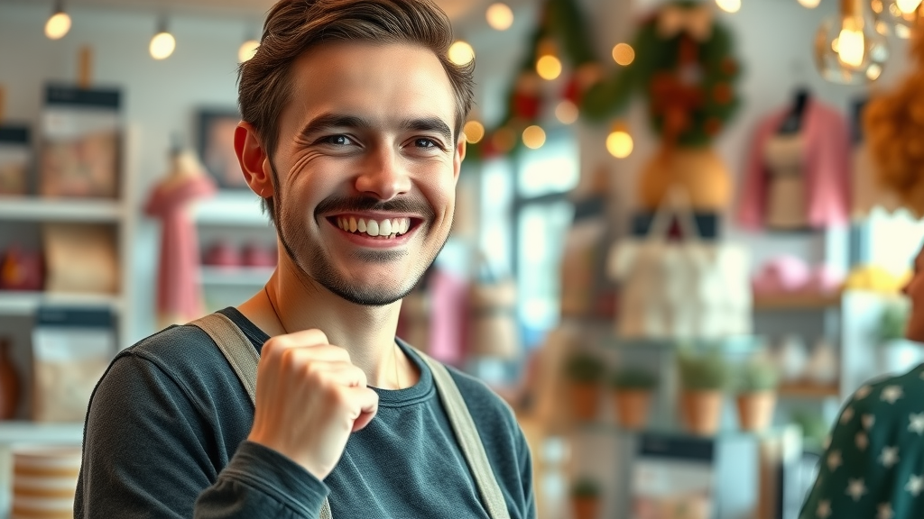 Local customer featured by business owner for social media post, social media marketing local