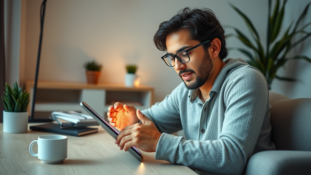 Optimistic homeowner uses online banking app to schedule extra mortgage payment, mortgage acceleration.