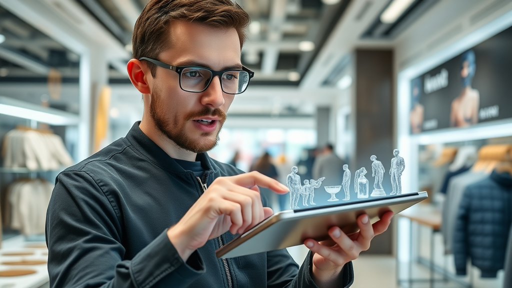 user exploring digital marketing AR experience with product models
