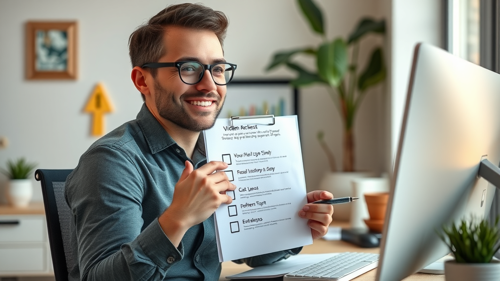 Business owner setting up actionable steps for social media video marketing