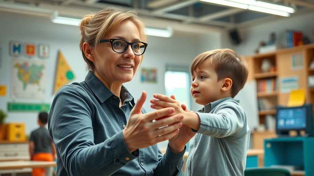 visionary daycare provider leading children in a futuristic learning environment with educational tools, inspiring and dynamic setting - daycare trends