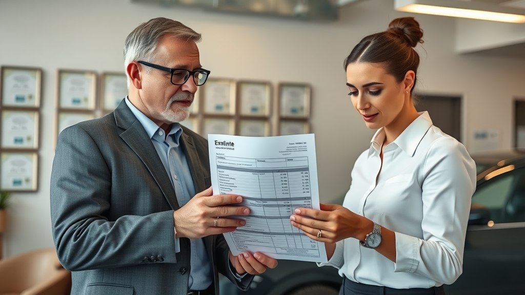 customer reviewing itemized auto body repair estimate with service advisor