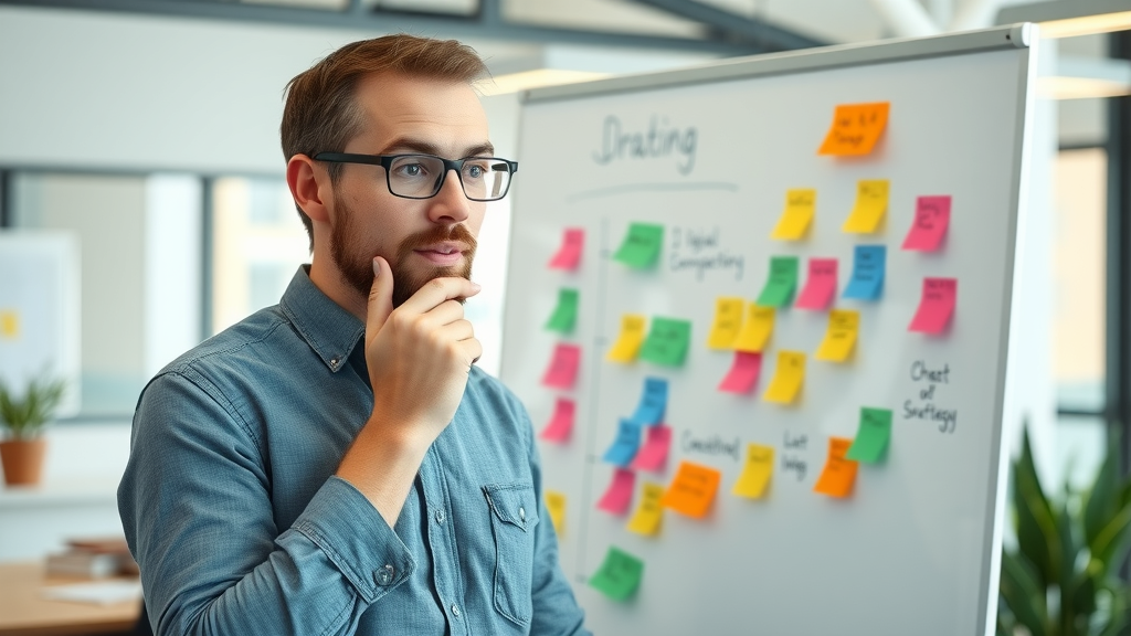 focused marketer mapping out digital marketing strategy, digital marketing for small businesses