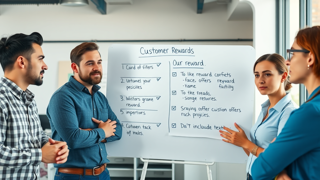 creative marketing team brainstorming effective referral and loyalty program offers on digital whiteboard