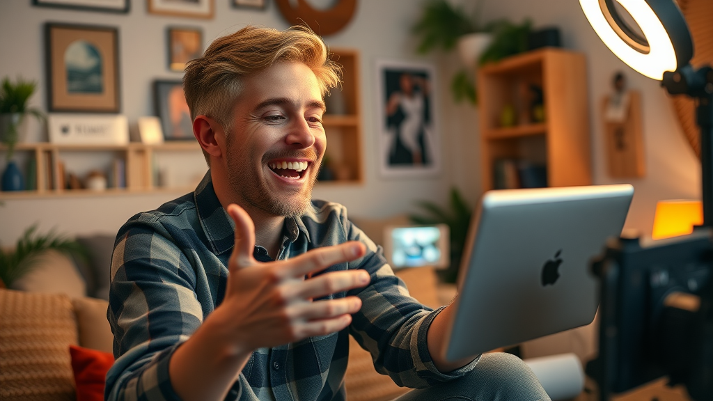 Popular influencer creating branded content to boost brand awareness through livestreaming