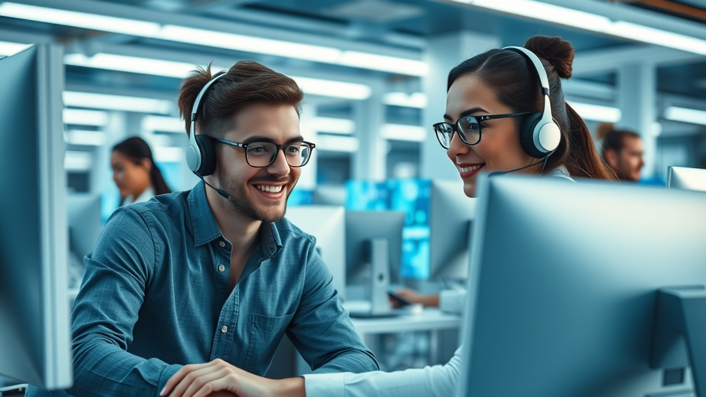 customer support center leveraging AI for improved customer service in small businesses