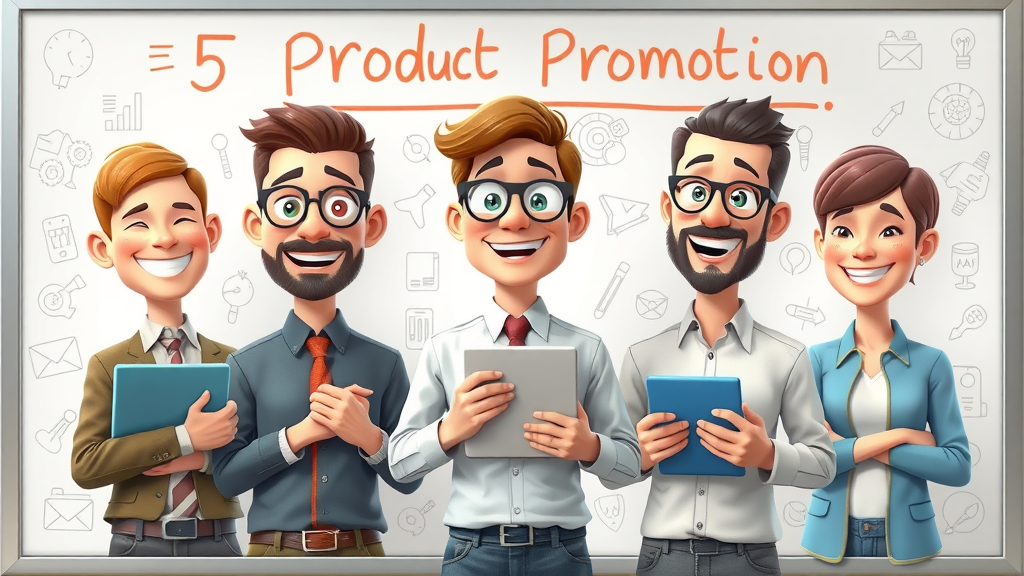 Five methods of product promotion icons including advertising, sales promotion, public relations, personal selling, direct marketing