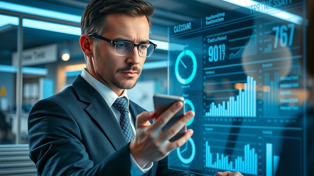 Business professional analyzing CRM dashboard for effective engagement strategy