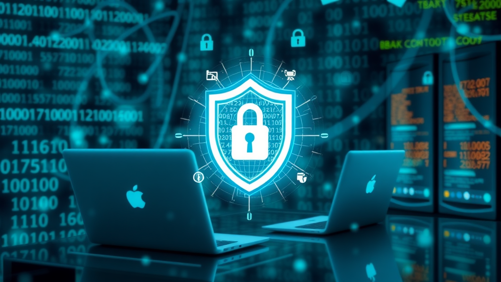 IT security expert providing computer support with data protection visualization