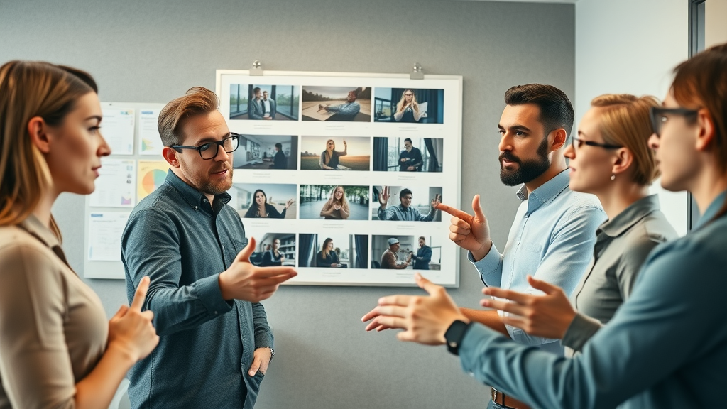 video marketing strategies dynamic storyboard creative team concept meeting modern office