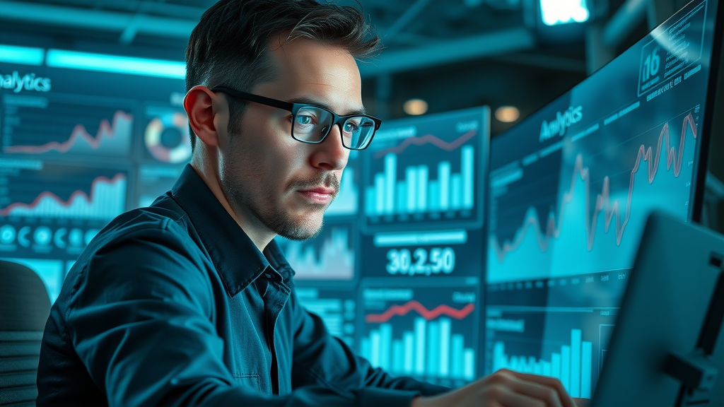 digital analyst reviewing google analytics metrics for helpful home services blog