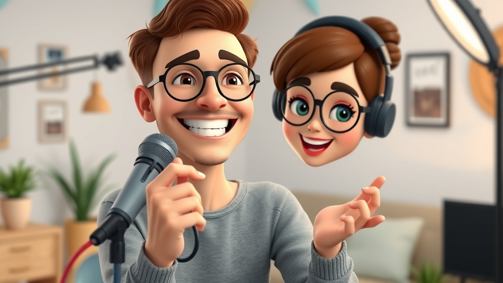 confident content creator vlogging for personal brand in a modern studio