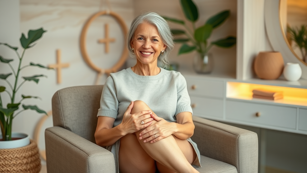 Middle-aged woman showing smooth skin after waxing in Ocala FL spa