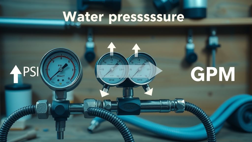 Infographic illustrating PSI and GPM values for pressure washing, showing water pressure and flow