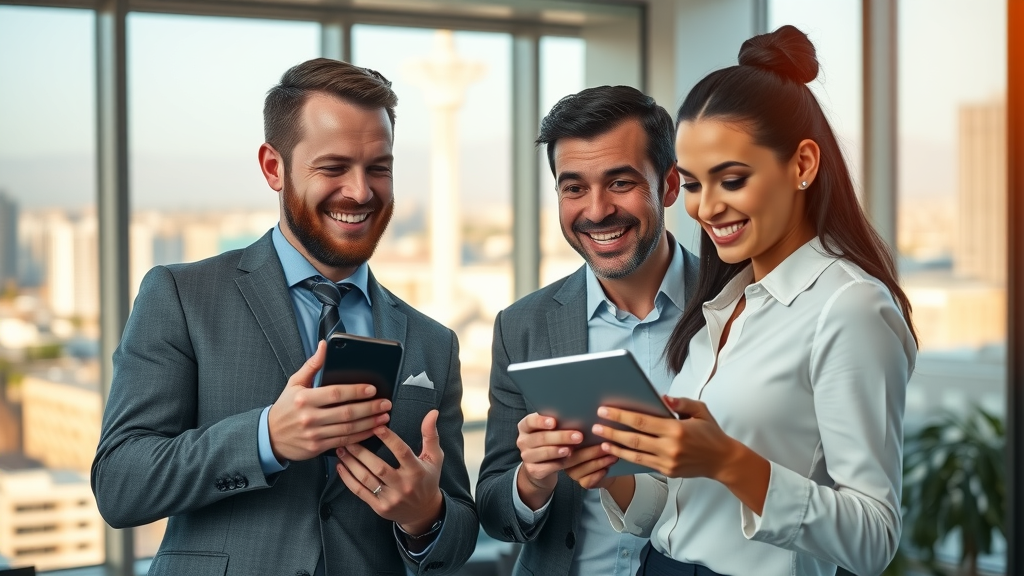 Business professionals collaborating on email marketing in a modern Phoenix office - email marketing
