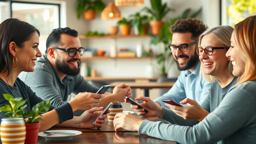 search engine optimization example of delighted users interacting with a mobile-responsive website, seamless user experience
