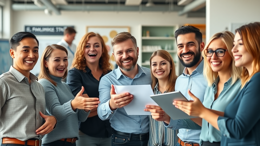 promote your business - vibrant small business team presenting new business strategy in a modern collaborative office environment