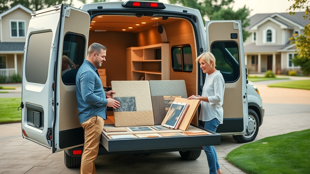 Mobile showroom offers flooring and carpet installation near me with local experts.