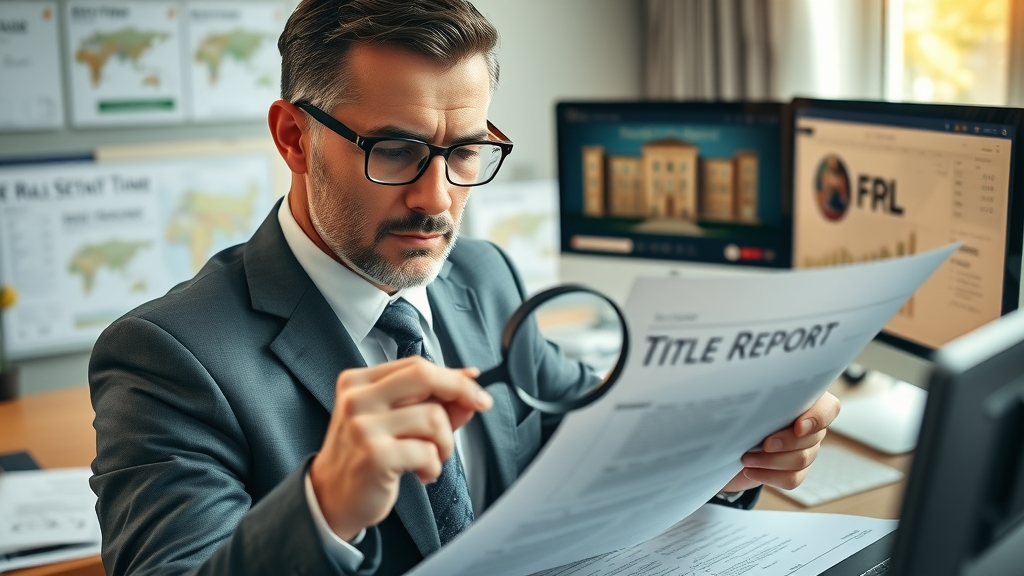 Real estate attorney in New England examining a property title for secure transactions