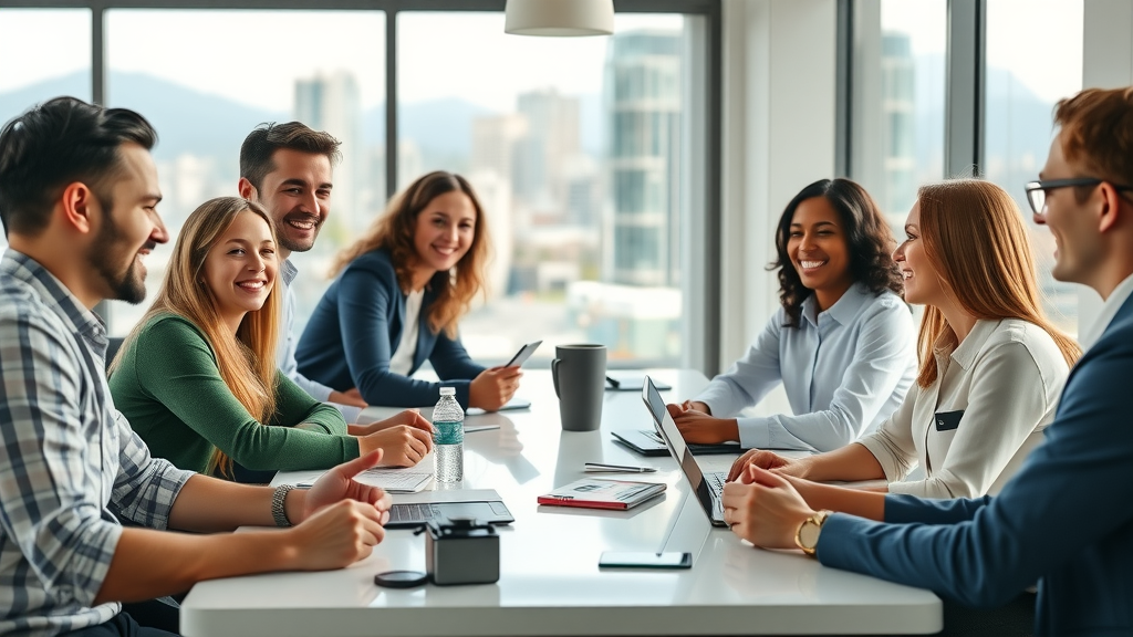Multicultural entrepreneurs collaborating in coworking space for small business development