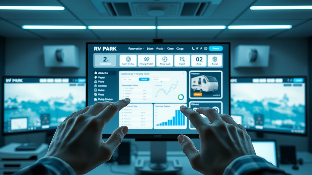 Modern RV park website and marketing dashboard interface illustrating rv park industry trends