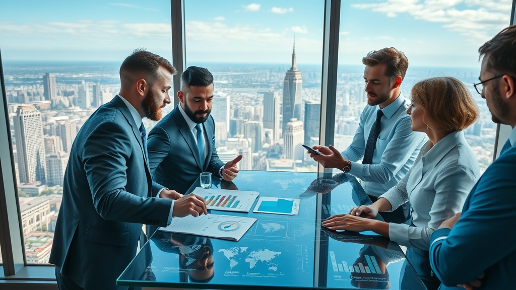 Forward-looking business people analyzing digital charts about industry partnerships after Krispy Kreme and McDonald’s split.