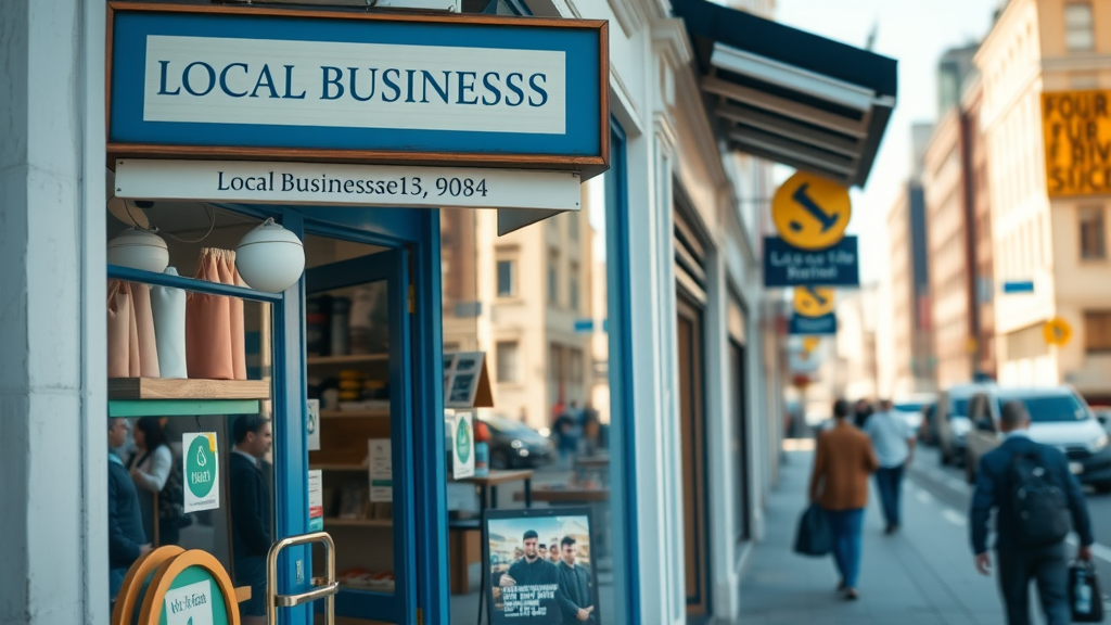 Vibrant storefront showing accurate signage and address for strong local business visibility in search results.