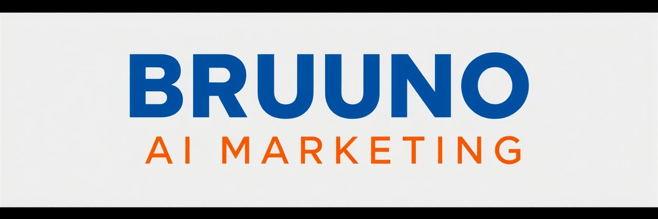 Modern BRUNO AI MARKETING logo for ai automation with bold blue and orange text