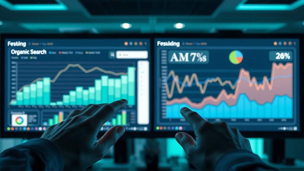 comparison of paid traffic and organic traffic analytics dashboards