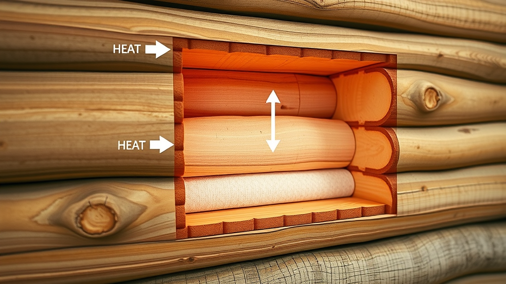 log home wall insulation cross-section, energy efficiency advantages of log homes