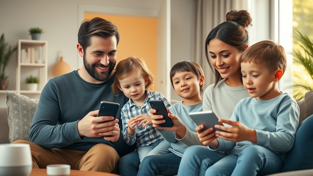 ai today modern family with smart assistant devices in daily life