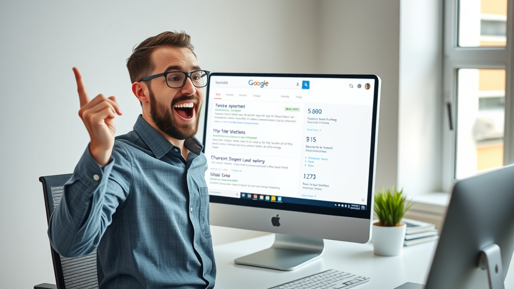 Thrilled business owner finds website ranked first with expert SEO services