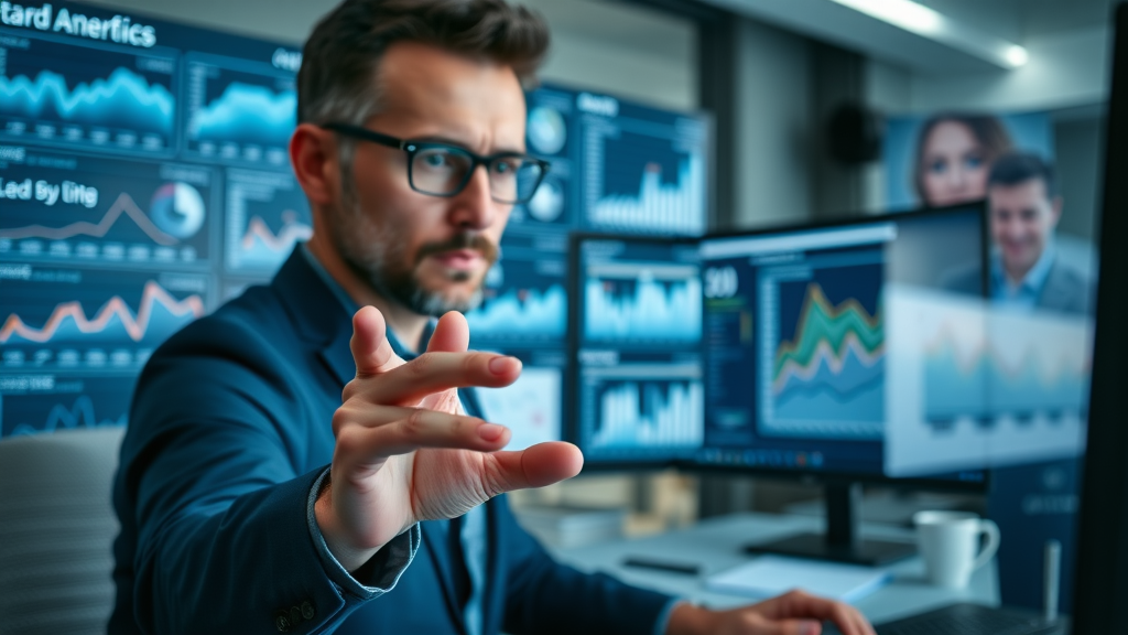 paid traffic analytics dashboard with professional analyzing ad performance metrics, digital marketing workspace