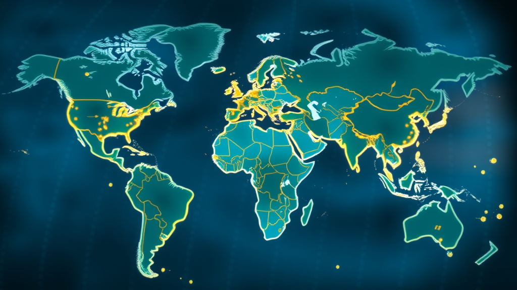 Compelling world economic map highlighting major trade regions and interconnected trade flows - geographic specialization