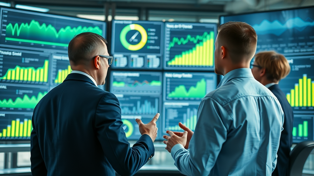 corporate executives reviewing performance metrics and ROI of ai voice agents for business-ivr conversational solutions
